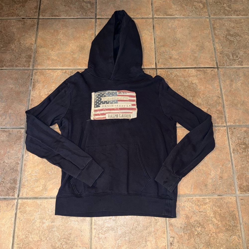 Ralph Lauren Navy Patch Flag Hoodie